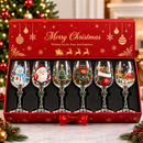 Conjunto de 6 Taças Especial de Natal | Taças de Vidro com relevo em 3D Natalinas