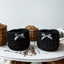 Kit Porta Panetone de Crochê Preto com Laço Branco