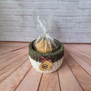 Porta Panetone de Crochê - Branco/Verde com Luvinha